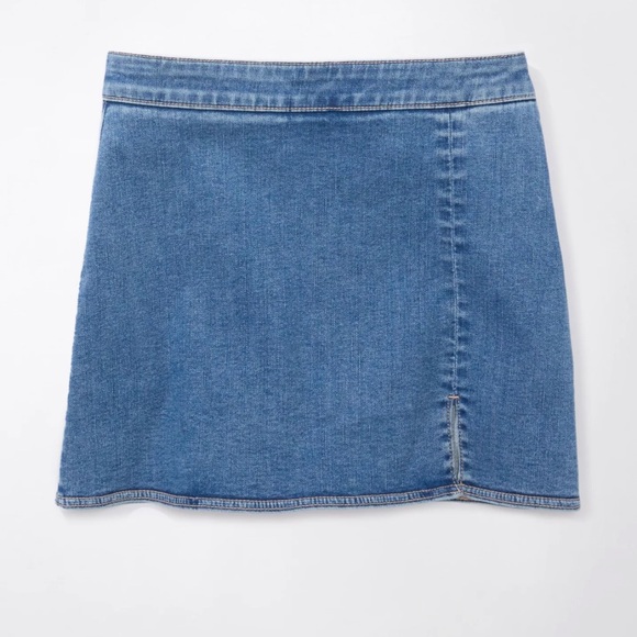 AE Next Level High-Waisted Denim Skort in medium indigo wash 12 NEW - Picture 3 of 6